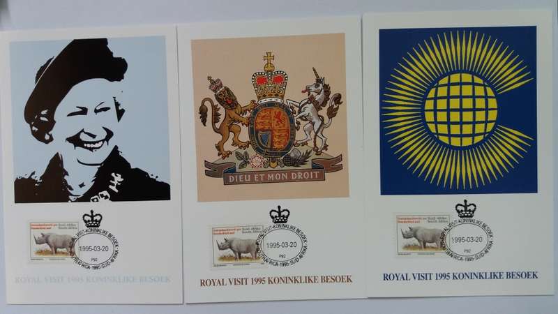 South Africa 3 x Post Cards Royal Visit Commemoration Queen Elizabeth 1995