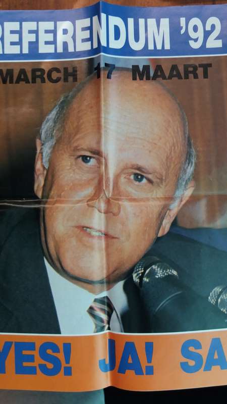National Party-De Klerk 17 March 1992 Referendum Campaign Pamphlet with newspaper cutting on results