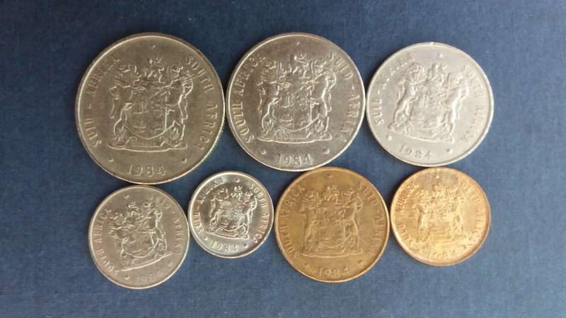 South Africa 1984 Coin Set includes R1, 50c, 20c, 10c, 5c, 2c & 1c * All circulated coins*