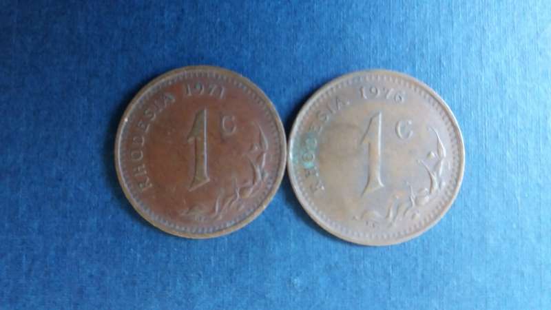 Rhodesia 1971 & 1976 1 c * 2 x coins*