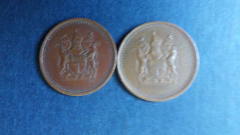 Rhodesia 1971 & 1976 1 c * 2 x coins*