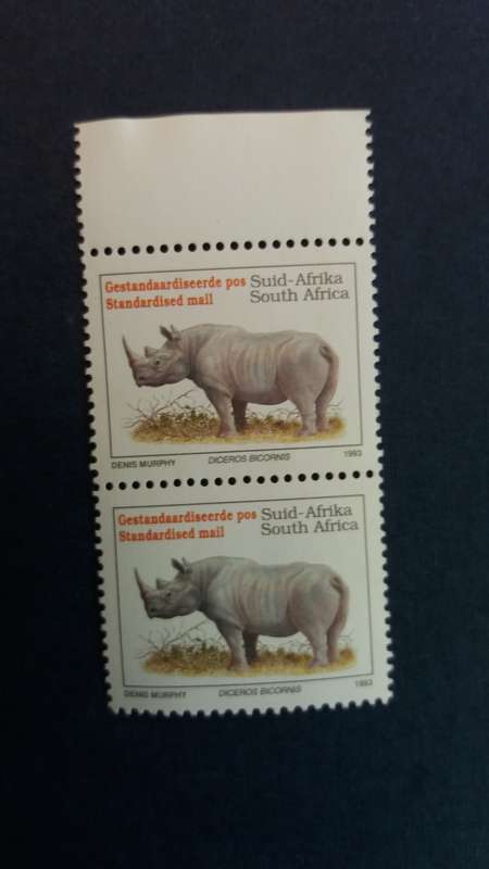 South Africa 1993 Endangered Fauna - Diceros Bicornis * Unused pair Stamp*