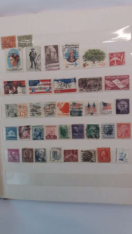 + 621 World Stamps from 1960s including RSA in Vintage Flying Eagle Album 16 Pages * 32x26x2*