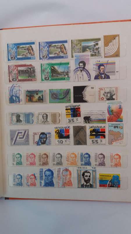 + 621 World Stamps from 1960s including RSA in Vintage Flying Eagle Album 16 Pages * 32x26x2*