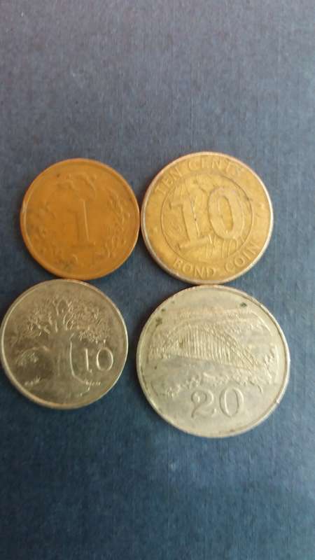 Zimbabwe 1980 1 cent , 1994 & 2014 10 cent & 1988 20 cent * 4 x coins*