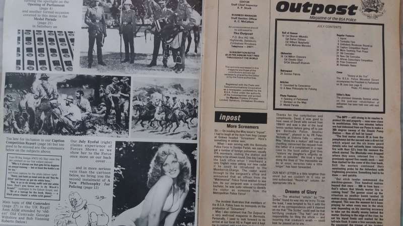 The Outpost Volume 57 No 7 July 1979 * Magazine of BSA Police - Salisbury Rhodesia*