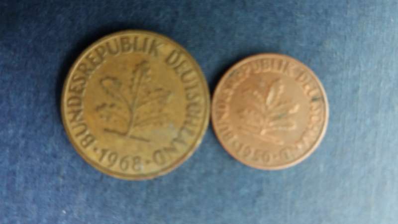 Germany 1968 10 pfennig & 1950 1 pfennig * 2 x coins*