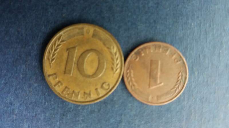 Germany 1968 10 pfennig & 1950 1 pfennig * 2 x coins*