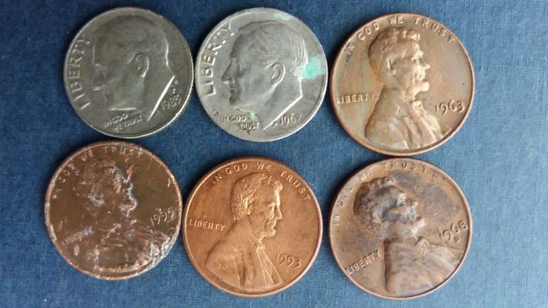 United States of America  1967 & 1983 1 Dime, 1963,1968,1993 & 1995 1 cent *6 x coins*