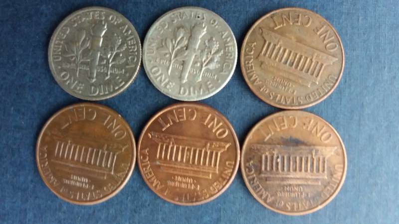 United States of America  1967 & 1983 1 Dime, 1963,1968,1993 & 1995 1 cent *6 x coins*