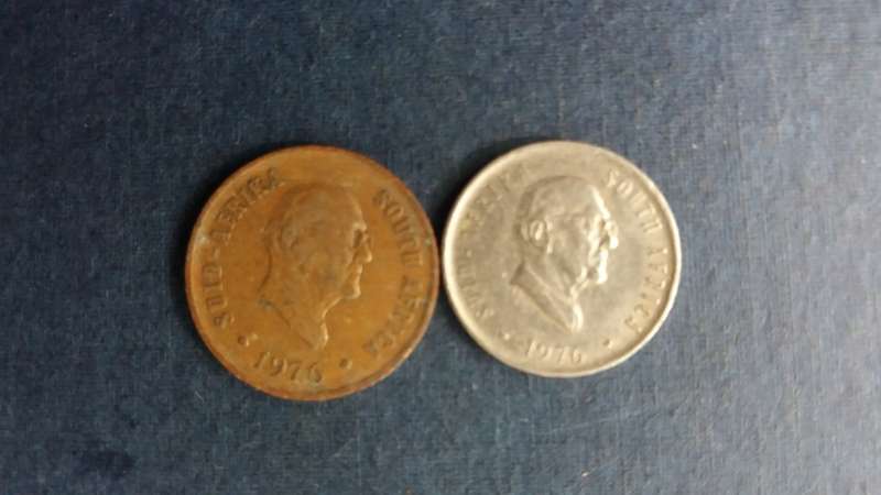 South Africa 1976 1 cent & 5 cent * 2 x coins*