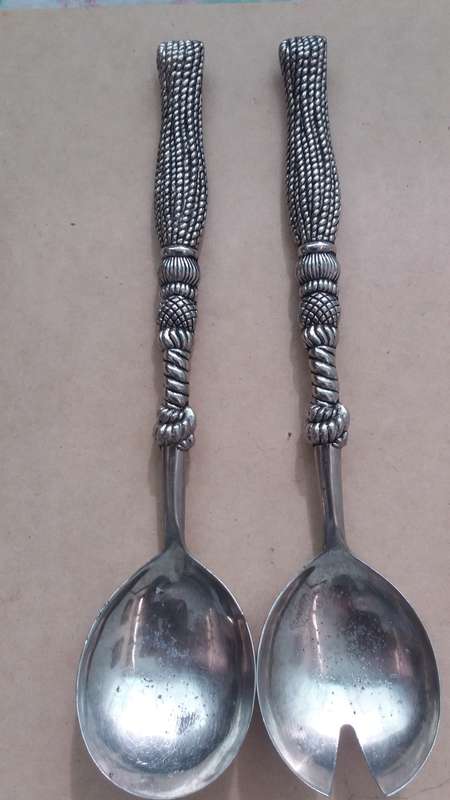 Vintage Silea Salad Serving Fork & Spoon - Silver Plated