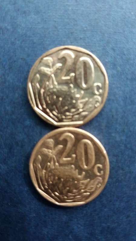 South Africa 2021 20 cent * 2 x coins AU/UNC*