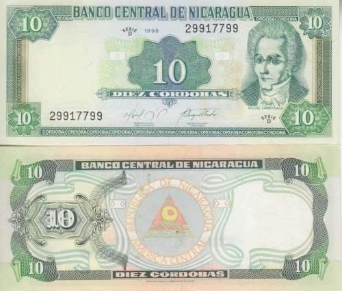 NICARAGUA 10 CORDOBAS 1999 P 181 UNC