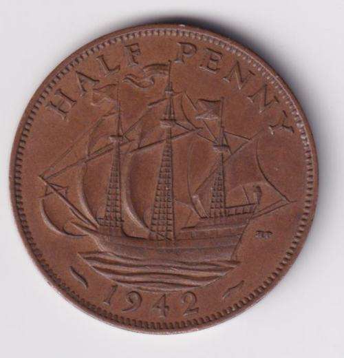 GREAT BRITAIN - GEORGE VI HALF PENNY 1942 - BRONZE