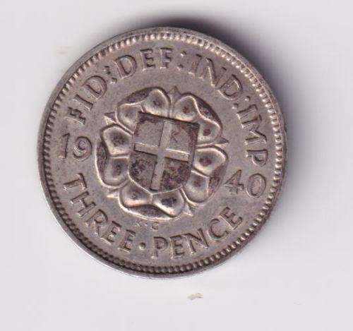 GREAT BRITAIN - GEORGE VI THREE PENCE 1940 - SILVER