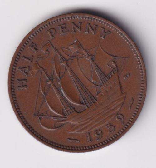 GREAT BRITAIN - GEORGE VI HALF PENNY 1939 - BRONZE