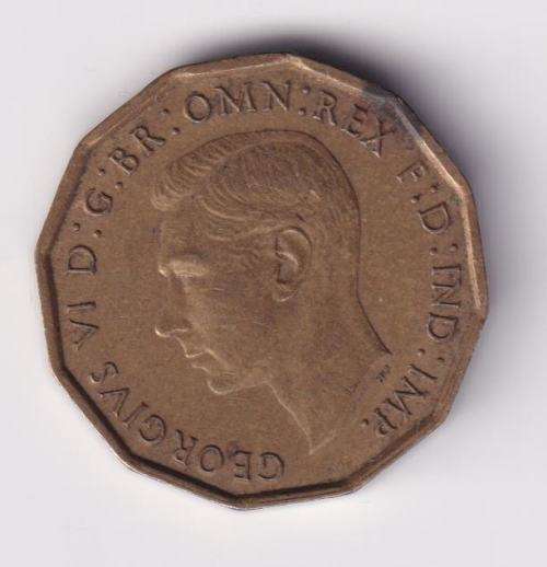 GREAT BRITAIN - GEORGE VI THREE PENCE 1941 - nickel-brass