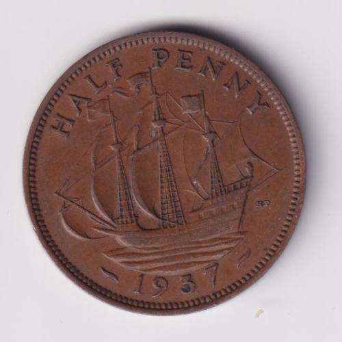 GREAT BRITAIN - GEORGE VI HALF PENNY 1937 - BRONZE