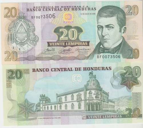 HONDURAS 20 LEMPIRAS 2006 P 93 UNC