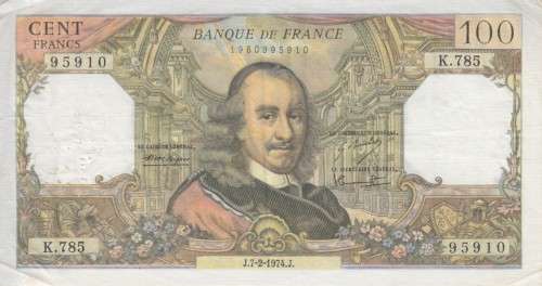 FRANCE 100 FRANCS 1974 P149d VF