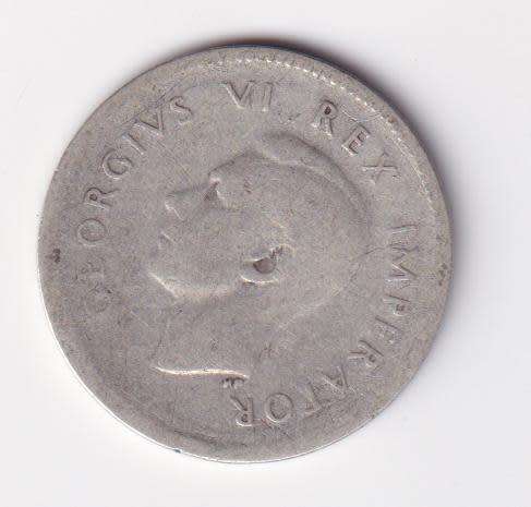 UNION OF SOUTH AFRICA 1943 TICKEY (SILVER) - SEE SCANS