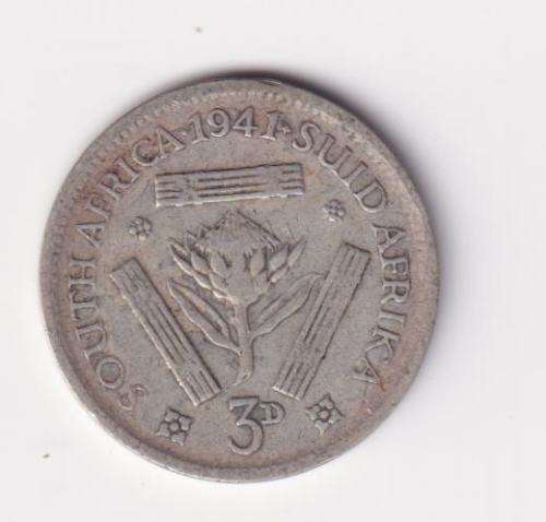 UNION OF SOUTH AFRICA 1941 TICKEY (SILVER) - SEE SCANS