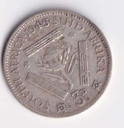 UNION OF SOUTH AFRICA 1945 TICKEY (SILVER) - SEE SCANS