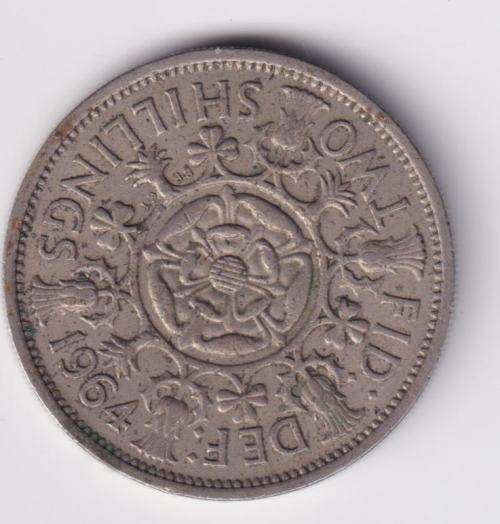 GREAT BRITAIN TWO SHILLINGS `FLORIN` 1964 KM#906 COPPER/NICKEL - SEE SCANS