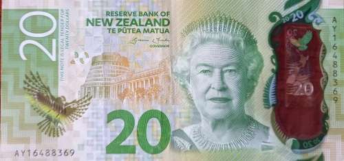 NEW ZEALAND 20 DOLLARS 2016 P193a VF with Queen Elizabeth II