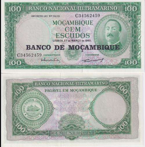 Mozambique 100 Escudos 1961 (1976 ND), P-117, UNC