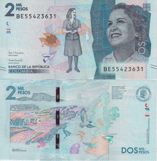 Colombia 2,000 Pesos 2019, P-458e, UNC