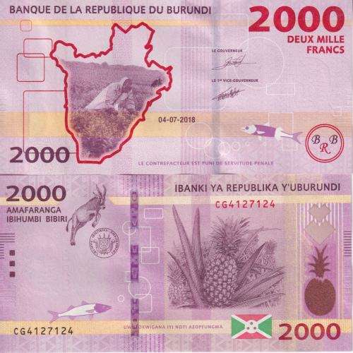 Burundi 2000 Francs 2018 (2019), P-New UNC