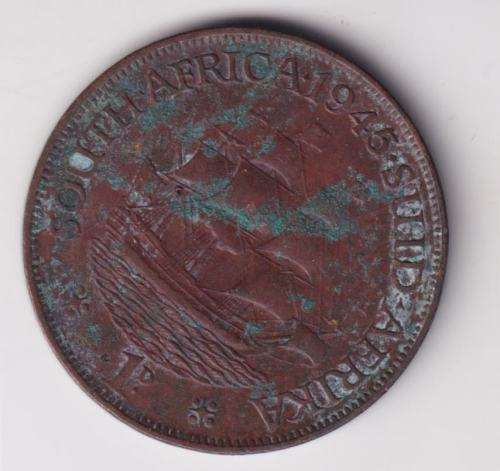 UNION OF SOUTH AFRICA - 1 Penny - George VI 1945 Bronze KM#25