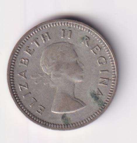 UNION OF SOUTH AFRICA 1959  TICKEY 3 PENCE (SILVER)