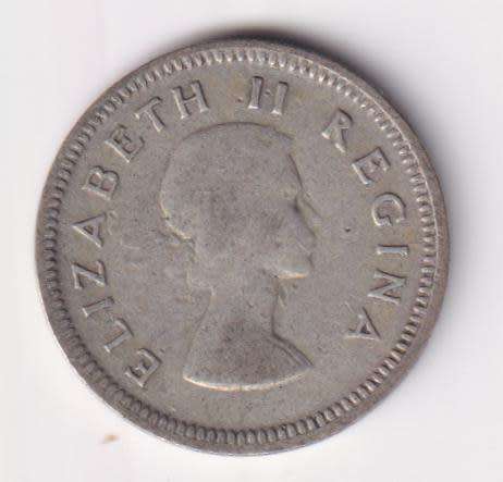 UNION OF SOUTH AFRICA 1953  TICKEY 3 PENCE (SILVER)