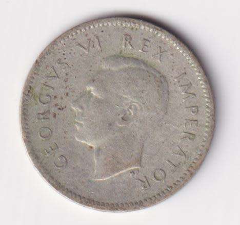 UNION OF SOUTH AFRICA 1943 TICKEY 3 PENCE (SILVER)