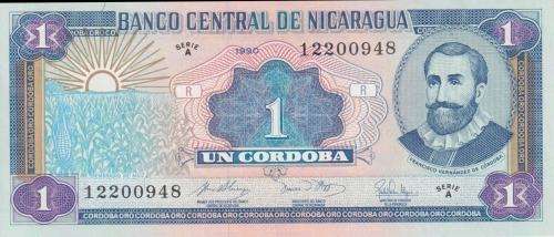 NICARAGUA 1  CORDOBA 1990 P173 UNC