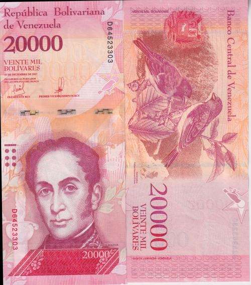 Venezuela 20,000 Bolivar Fuerte Banknote, 2017, P-99c UNC