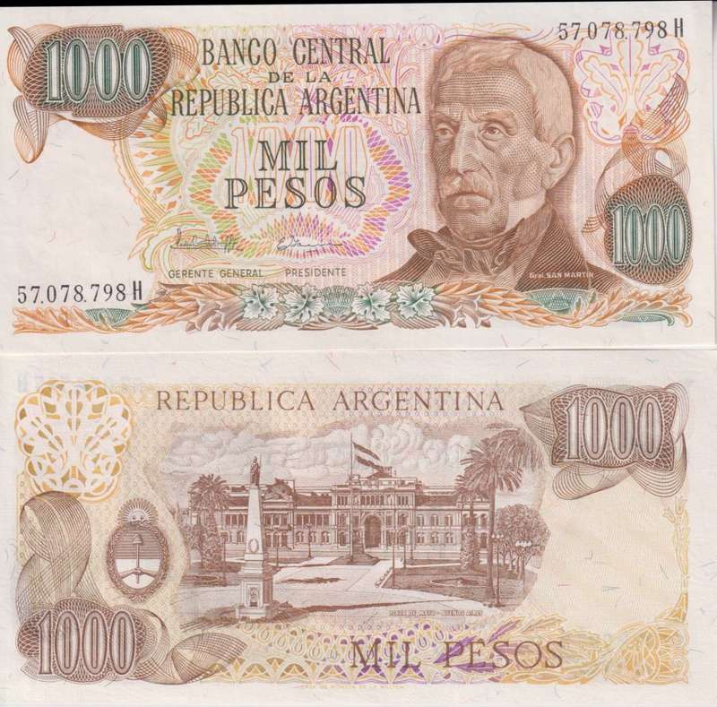 Argentina 1,000 Pesos  1976-1983 P-304d.1 UNC
