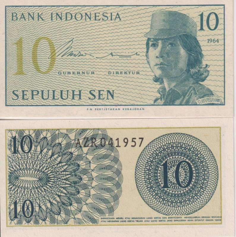 INDONESIA 10 SEN 1964 P92 UNC