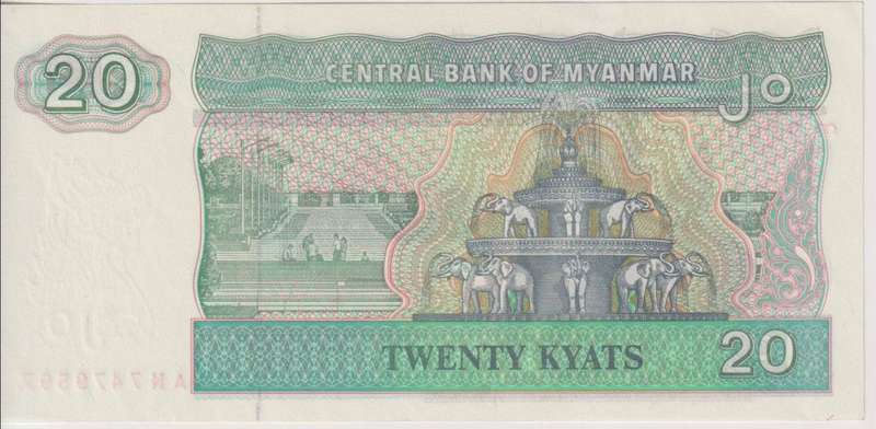 MYANMAR 20 KYATS 1994 P72 UNC