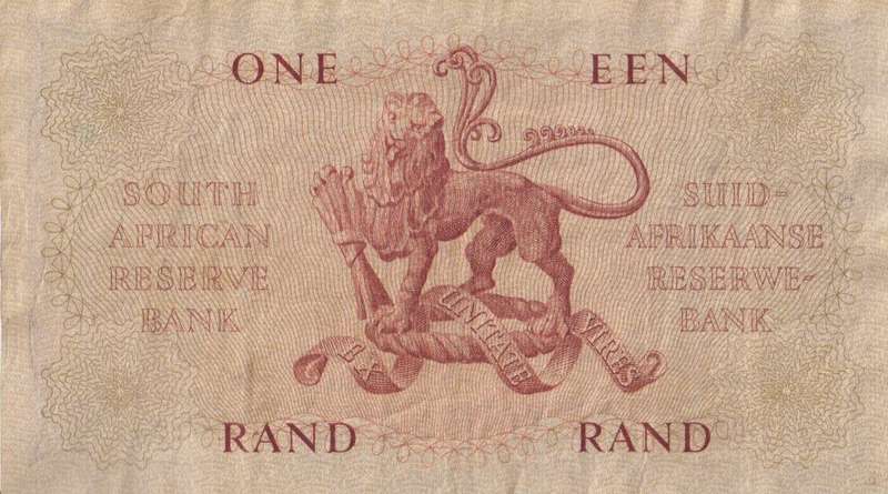 SOUTH AFRICA - G.Rissik -1 Rand 1st ISSUE Afr/Eng 1962 P102 VF
