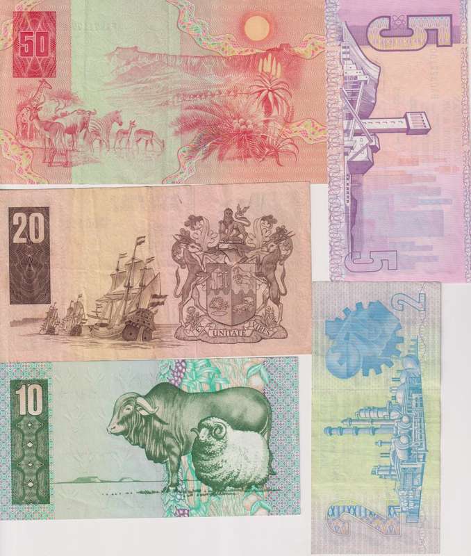 SOUTH AFRICA - Gerhard de Kock- 2 Rand-50 Rand 3rd Issue 1983-89 P118-P122 UNC - VF