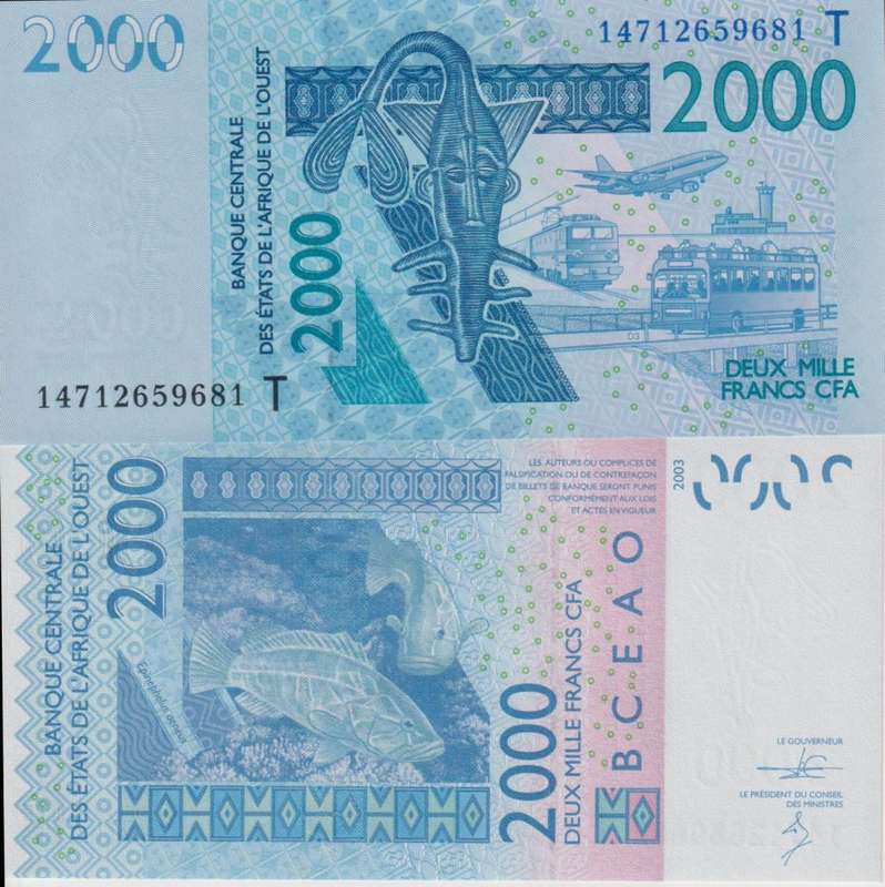 West African States Togo 2000 Francs 2003 P 816 Tn UNC