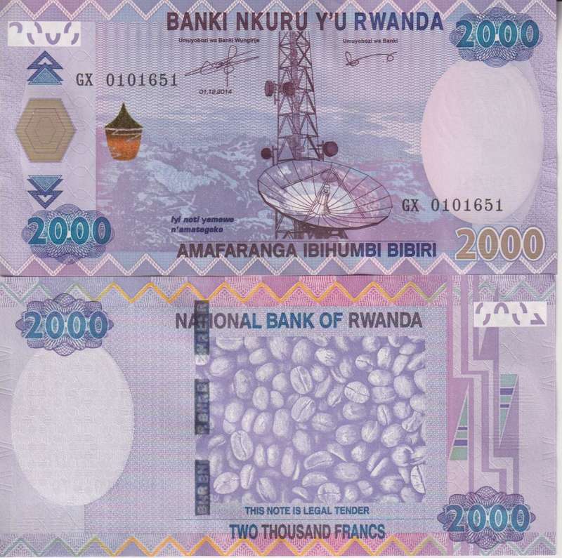 Rwanda 2,000 Francs  2014, P-40, UNC