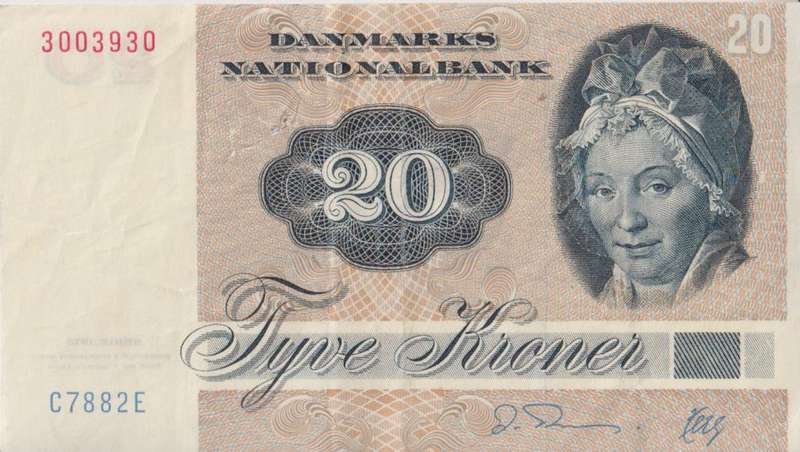 Denmark 20 Kroner 1988 VF `Thomasen/Herly`