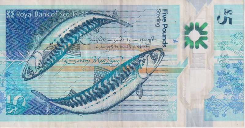 Scotland 5 Pounds 2016 F/VF Royal Bank of Scotland