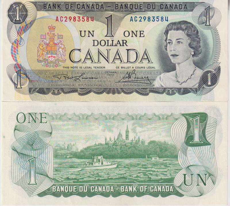 Canada 1 Dollar 1973 aUNC `AC` Lawson-Bouey