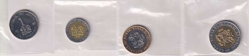 KENYA: Coins Set : 1, 5, 10, 20 SHILLINGS. 2018. All Mint with AFRICAN ANIMALS